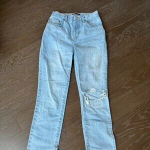 Asos High Waisted Jeans With Distressed